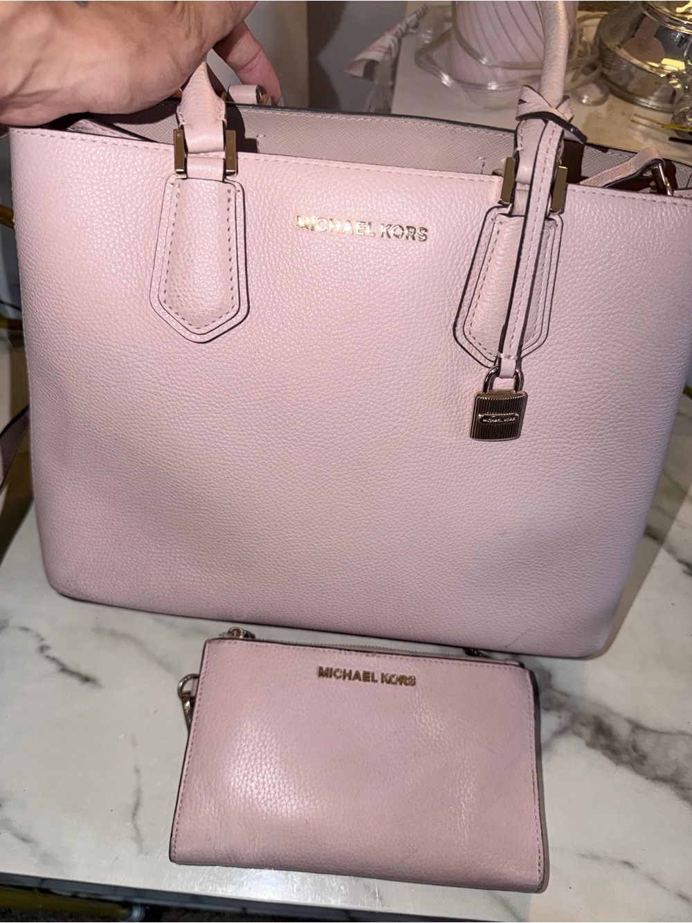 MICHAEL Michael Kors Blush Pink Leather Tote with Matching Wallet